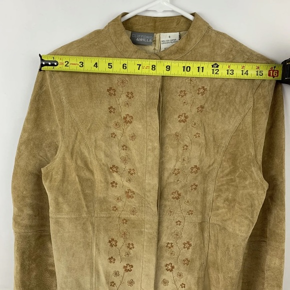 Clifford & Wills Jacket Blazer Tan Genuine Suede Button Down Western Cowgirl - Picture 6 of 8
